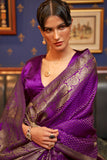 Vsaree Purple Banarasi Silk Designer Saree With Banarasi Border And Blouse