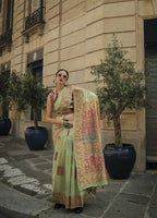 Vsaree Sea Green Banarasi Silk Designer Saree With Banarasi Border And Blouse