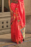 Vsaree Orange Banarasi Silk Designer Saree With Banarasi Border And Blouse