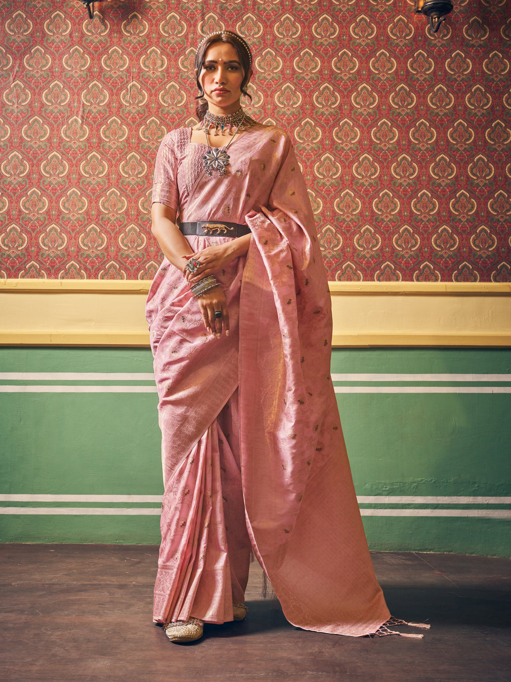 Vsaree Banarasi Dola Cotton Silk Saree Designer Border And Rich Pallu With Blouse