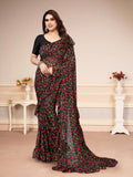Vsaree Black Banglori Printed Saree With Banglori Blouse For Women
