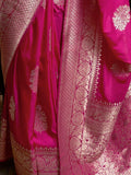 Vsaree Pink Banarasi KhadiSilk Saree For Contrast Zari Weaving Borders And Blouse