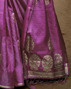 Vsaree Purple Banarasi Silk Zari Weaving Work With Banarasi Design Saree And Blouse