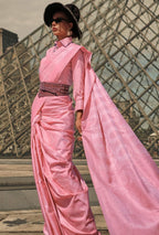 Vsaree Pink Designer Art Silk Saree With Having Rich Pallu And Blouse