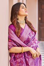 Designer Pure Kanjivaram Silk Golden Border With Banarasi Design Saree And Blouse