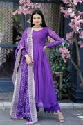 SILK PARTY WEAR SALWAR KAMEEZ IN PURPLE AND VIOLET WITH EMBROIDERED WORK STITCHED