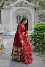 WOMEN'S FAUX BLOOMING  CAPTIVATING MAROON COLOR GOWN WITH RAVISHING DUPATTA STITCHED
