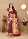 Vsaree Coffee Paithani Silk Flower Border And Zari Weaving Rich Pallu With Blouse