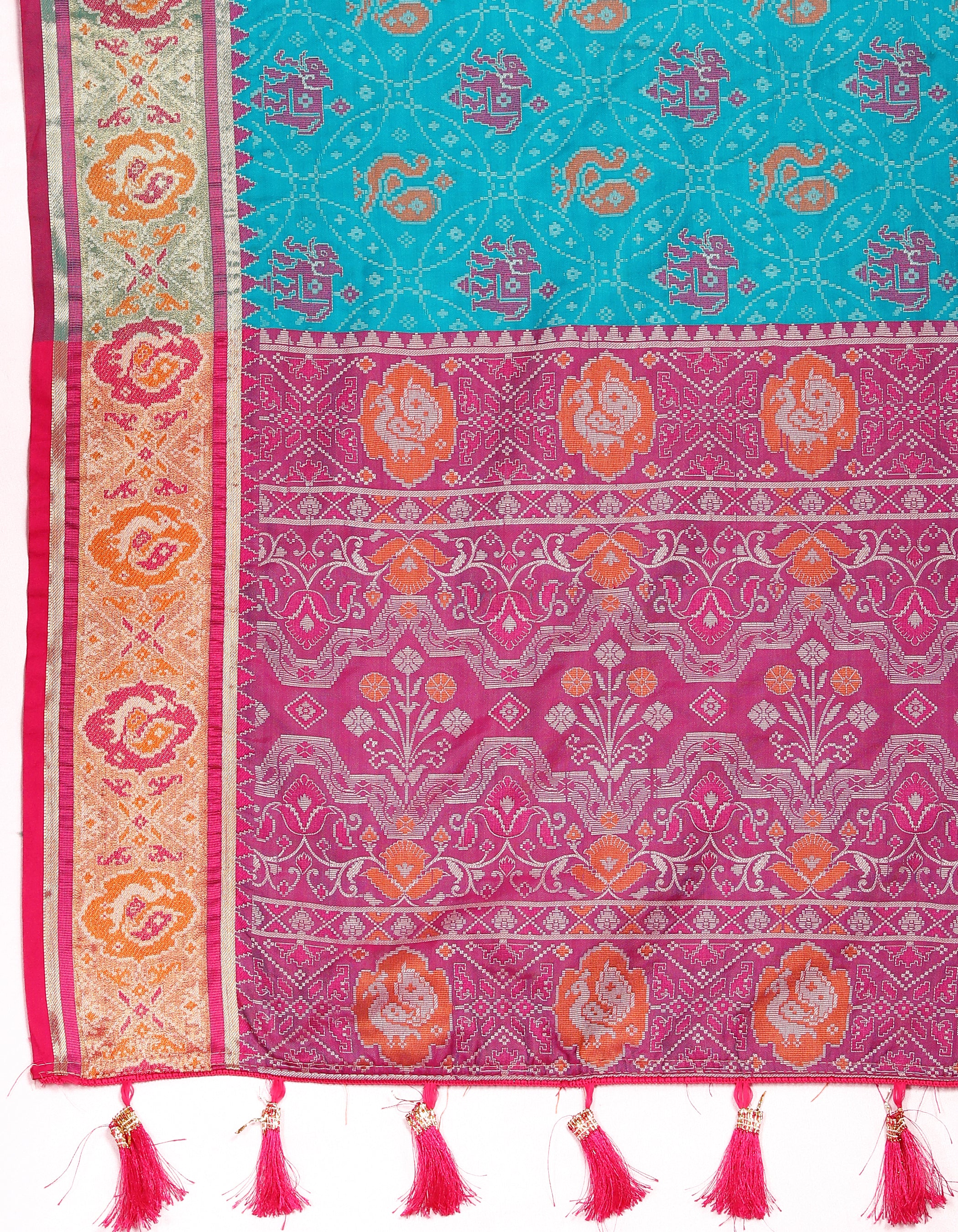 Vsaree Sky Blue Soft Silk Saree With Bandhani Style print Heavyu pallu And Blouse