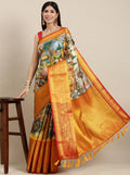 Vsaree Yellow Kanjivaram Silk And Zari weaving Saree With Designer Border And Blouse