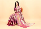 Vsaree Chiku Kanjivaram Silk And Zari weaving Saree With Designer Border And Blouse