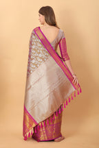 Vsaree Wine Kanjivaram Silk And Zari weaving Saree With Designer Border And Blouse