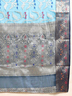 Vsaree Sky Blue Designer Organza Silk Saree With Heavy Rich Pallu And Blouse