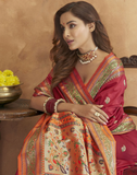 Vsaree Maroon Paithani Silk Flower Border And Zari Weaving Rich Pallu With Blouse
