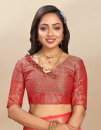 Vsaree Pink Designer Organza Silk Saree With Heavy Rich Pallu And Blouse
