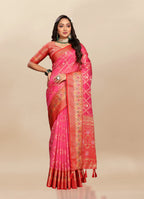 Vsaree Pink Kanjivaram Silk And Zari weaving Saree With Designer Border And Blouse