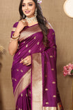 Vsaree Wine Paithani Silk Flower Border And Zari Weaving Rich Pallu With Blouse