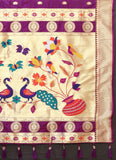 Vsaree Wine Paithani Silk Flower Border And Zari Weaving Rich Pallu With Blouse