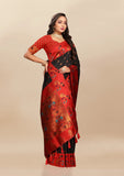 Vsaree Black Paithani Silk Flower Border And Zari Weaving Rich Pallu With Blouse