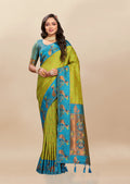 Vsaree Lemon Paithani Silk Flower Border And Zari Weaving Rich Pallu With Blouse