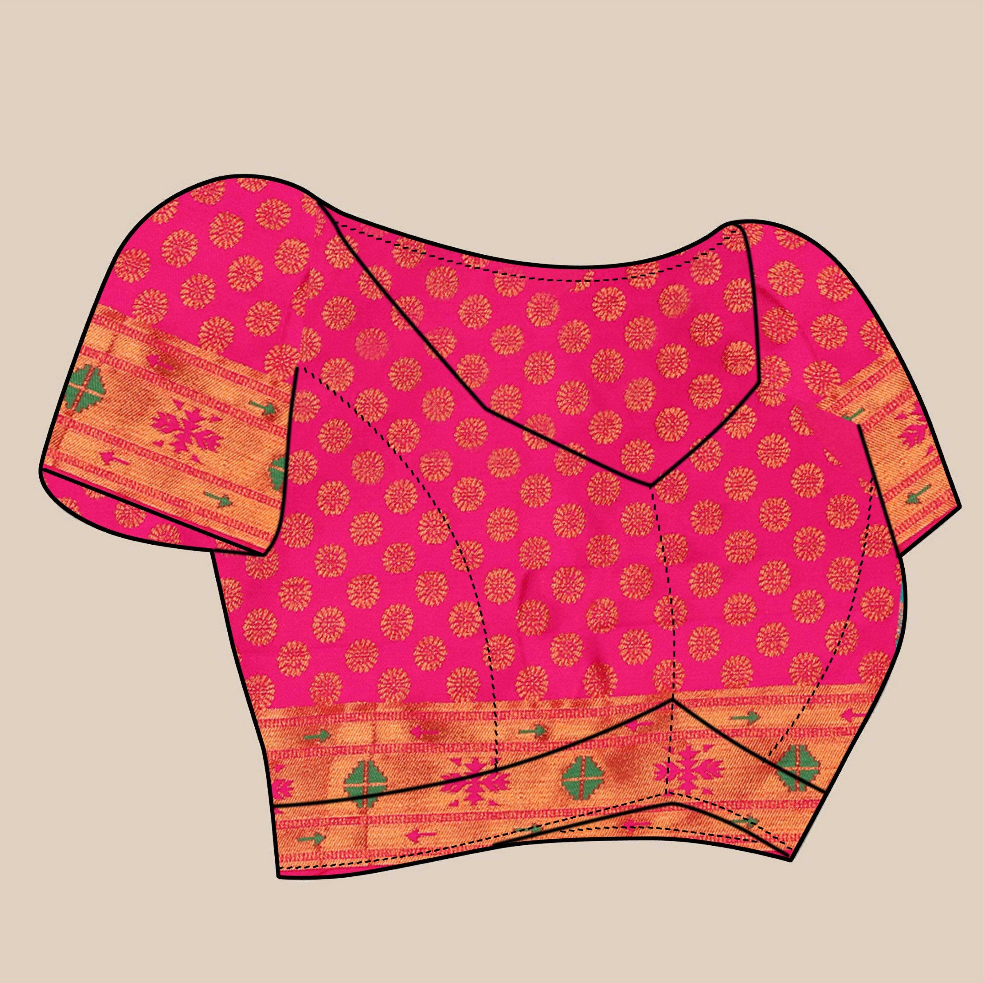 Vsaree Mehendi Paithani Silk Flower Border And Zari Weaving Rich Pallu With Blouse