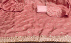 Dark Peach Cotton Silk Dress Function And Wedding Wear  Emboidery Semi Stitched  Matrials For Women