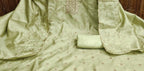 Green Cotton Silk Dress Function And Wedding Wear  Emboidery Semi Stitched  Matrials For Women