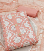 Peach Georgette Dress Function And Wedding Wear  Semi Stitched  Matrials For Women