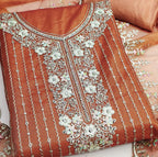 Orange Viscose Dress Function And Wedding Wear  Embrodary  Work Semi Stitched  Matrials For Women