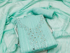 Teal Faux Georgette Dress Function And Wedding Wear  Diamond Work Semi Stitched Matrials For Women