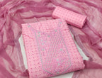 Pink Cotton Printed Dress Function And Wedding Wear  Embrodary  Work Semi Stitched  Matrials For Women