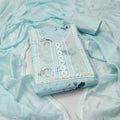 Sky Blue Cotton Printed Dress Function And Wedding Wear  Printed Work Semi Stitched  Matrials For Women