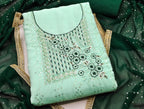 Sea Green Faux Georgette Dress Wedding Wear  Embrodary  Work Semi Stitched  Matrials For Women