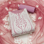 Zooara Pink Color Cotton Silk Function And Wedding Dress Embrodary Work Matrials With Bottom And Dupatta
