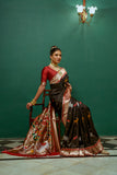 Vsaree Black Soft Paithani Silk Saree with Rich Pallu Contras Border And BLouse Piece For  Women