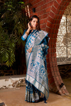 Vsaree Kanjivaram Soft Satin Silk Zari Weaving Border With Woven Rich Pallu And Blouse