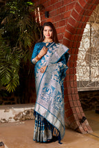 Vsaree Kanjivaram Soft Satin Silk Zari Weaving Border With Woven Rich Pallu And Blouse