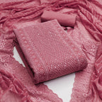 Zooara Deep Pink Color Georgette Function And Wedding Dress Matrials With Bottom And Dupatta