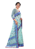 Vsaree Firozi Soft Cotton Printed Saree With Heavy Border And Designer Saree And Blouse