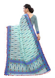 Vsaree Firozi Soft Cotton Printed Saree With Heavy Border And Designer Saree And Blouse