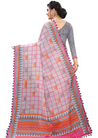 Vsaree Grey Soft Cotton Printed Saree With Heavy Border And Designer Saree And Blouse