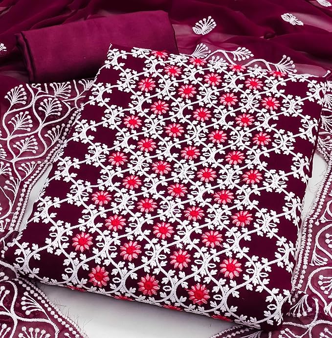 Zooara Purple Color Georgette Function And Wedding Dress Matrials With Bottom And Dupatta