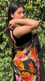 Vsaree Balck Banglori Printed Pallu And Designer Border Saree With Banglori Blouse For Women