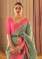 Vsaree Green Designer Art Silk Saree With Having Rich Pallu And Blouse