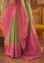 Vsaree Parrot Green Designer Art Silk Saree With Having Rich Pallu And Blouse