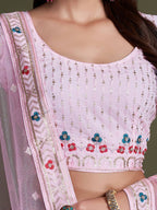WOMEN'S PINK THREAD & EMBROIDERY WORK GEORGETTE FOR TRADITIONAL LEHENGA CHOLI