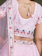 WOMEN'S PINK THREAD & EMBROIDERY WORK GEORGETTE FOR TRADITIONAL LEHENGA CHOLI