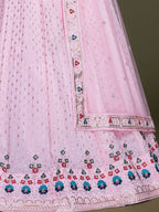 WOMEN'S PINK THREAD & EMBROIDERY WORK GEORGETTE FOR TRADITIONAL LEHENGA CHOLI