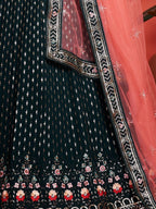 WOMEN'S GREEN THREAD & EMBROIDERY WORK GEORGETTE FOR TRADITIONAL LEHENGA CHOLI