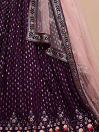 WOMEN'S PURPLE THREAD & EMBROIDERY WORK GEORGETTE FOR TRADITIONAL LEHENGA CHOLI